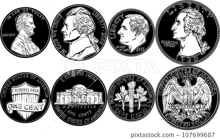 Vector Set of American money coins-插圖素材 [107699687] - PIXTA圖庫