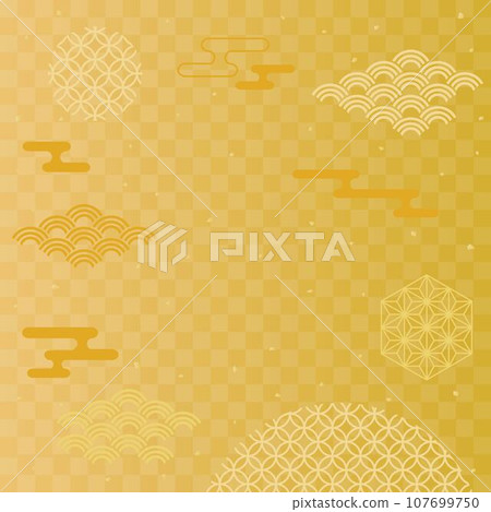 Golden Japanese pattern background material square 107699750
