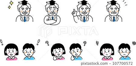 Children have questions for the doctor drawn with simple lines 107700572