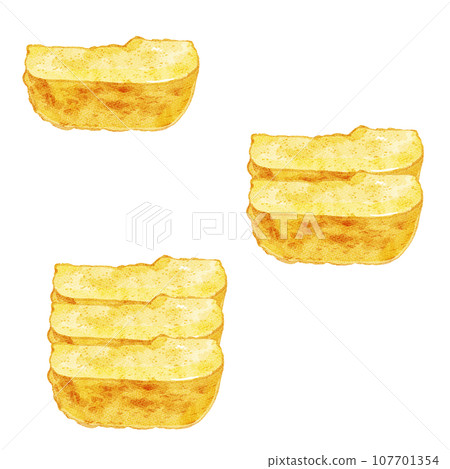 Hand-painted watercolor dashimaki egg illustration set Hand-painted watercolor dashimaki egg illustration set 107701354