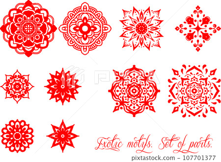 Mandala style geometric motifs set Mandala style geometric motifs set 107701377