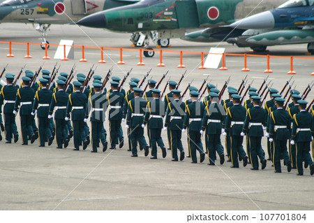 Self-Defense Force guard of honor marching Self-Defense Force guard of honor marching 107701804