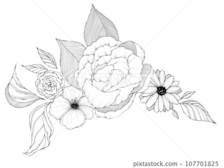 花花束單調線描 107701825