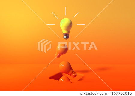 One out unique idea light bulb with a hole on the floor - 3D 107702010