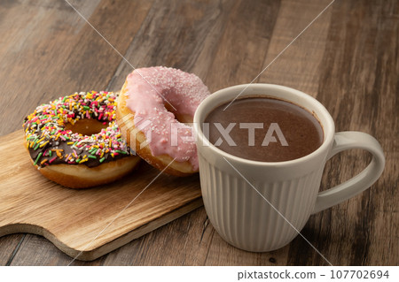 hot chocolate donut hot chocolate donut 107702694