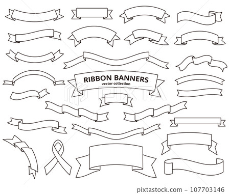 Set of simple hand-drawn ribbons - Stock Illustration [107703146] - PIXTA