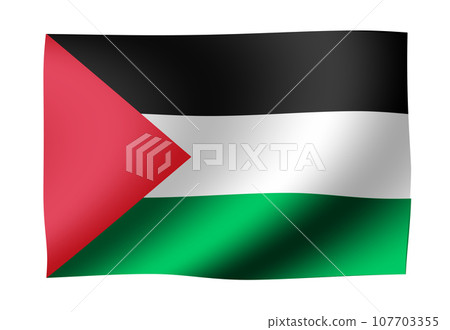 Illustration of the national flag flapping and waving in the wind | Palestine Illustration of the national flag flapping and waving in the wind | Palestine 107703355