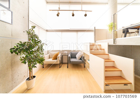 Interior image of a stylish maisonette-type designer apartment Interior image of a stylish maisonette-type designer apartment 107703569