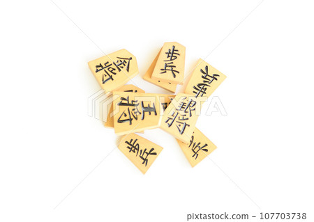 Shogi pieces with white background Shogi pieces with white background 107703738