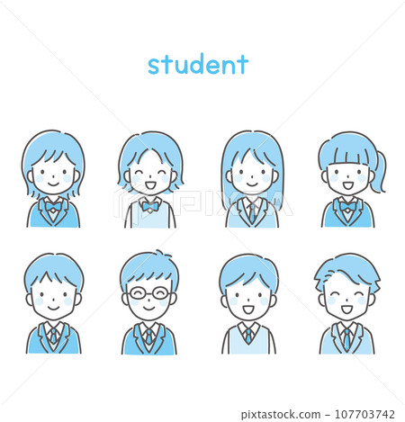 Pop and cute student illustration (upper body/icon) Pop and cute student illustration (upper body/icon) 107703742