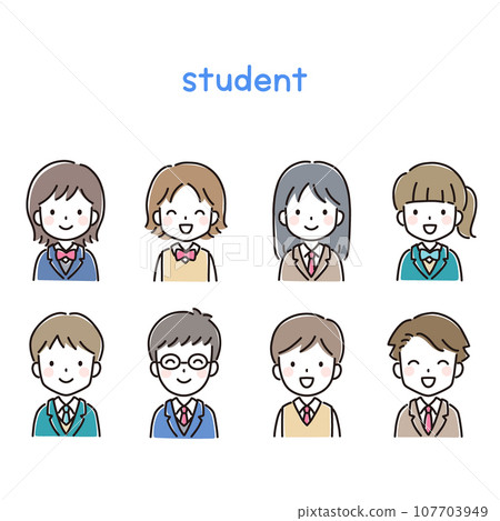 Pop and cute student illustration (upper body/icon) 107703949
