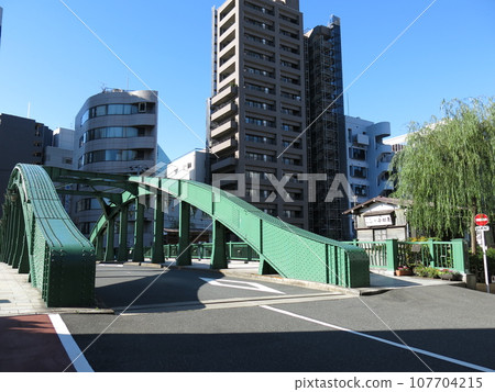 Yanagibashi spanning the Kanda River in Tokyo Yanagibashi spanning the Kanda River in Tokyo 107704215
