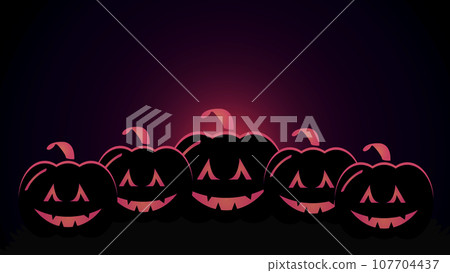 Pumpkins silhouette. Halloween background with Jack o lantern. Pumpkins silhouette. Halloween background with Jack o lantern. 107704437