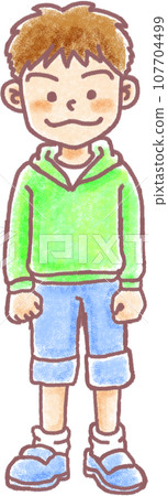 蠟筆畫風格小學生_全身 蠟筆畫風格小學生_全身 107704499