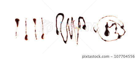 Chocolate Sauce Smear Isolated, Choco Sauce Drop, Cream Line, Melt Chocolate Drizzle 107704556