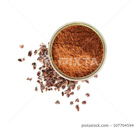 Cocoa Powder Isolated, Cacao Dust Pile, Dry Ground Cocoa Beans, Cocao Powder Pile for Chocolate Cocoa Powder Isolated, Cacao Dust Pile, Dry Ground Cocoa Beans, Cocao Powder Pile for Chocolate 107704594