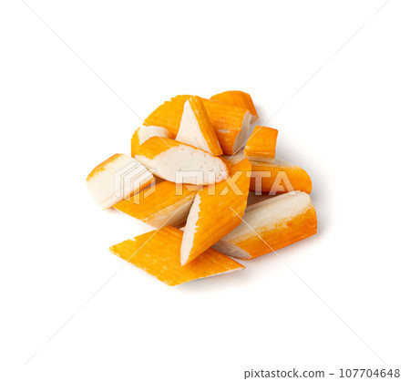 Crab Stick Isolated, Orange Crabstick Closeup, Crabmeat Food, Crabmeat Fish Sticks, Crab Sticks Crab Stick Isolated, Orange Crabstick Closeup, Crabmeat Food, Crabmeat Fish Sticks, Crab Sticks 107704648