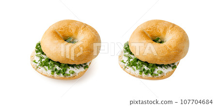 Bagel, Round Bread Bun, Wheat Bakery with Grains And Seeds for Breakfast, Plain Circle Bagel Bread 107704684