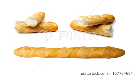 French Baguette Isolated French Baguette Isolated 107704694