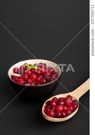 Frozen Lingonberry, Iced Cowberry, Snow Cranberry, Red Viburnum Berries, Frozen Lingonberry Frozen Lingonberry, Iced Cowberry, Snow Cranberry, Red Viburnum Berries, Frozen Lingonberry 107704711