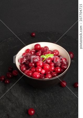 Frozen Lingonberry, Iced Cowberry, Snow Cranberry, Red Viburnum Berries, Frozen Lingonberry Frozen Lingonberry, Iced Cowberry, Snow Cranberry, Red Viburnum Berries, Frozen Lingonberry 107704715