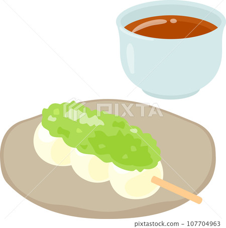 Kushidango topped with zunda bean paste Kushidango topped with zunda bean paste 107704963