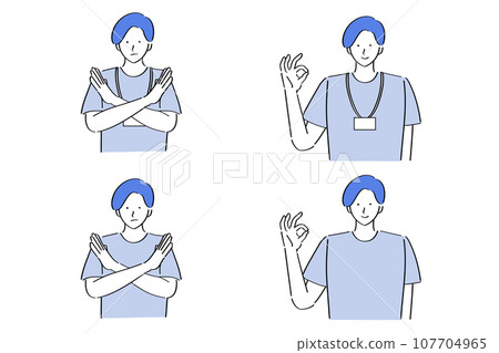 T-shirt man doing OK sign and NG pose 107704965