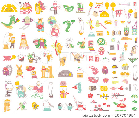 賀年片材質：12生肖、吉祥物、人物插畫 107704994