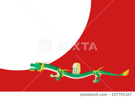 阿瑪比騎在龍背上的新年賀卡插圖 阿瑪比騎在龍背上的新年賀卡插圖 107705167