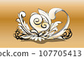 Carved elegant botanical textured vector ornament 107705413