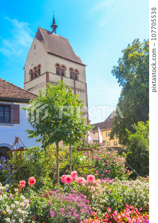 Cathedral of Saint Maria and Markus of Reichenau Abbey on Island of Reichenau, Lake Constance, Baden-Wuerttemberg, Germany 107705538