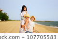 Family travel on beach, Family with car road trip at sea on summer 107705583