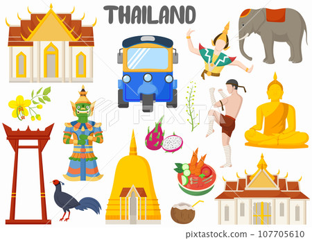 Set of Thailand famous landmarks Set of Thailand famous landmarks 107705610