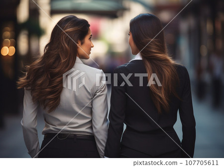 AI插畫，走在城市裡的女人 107705611