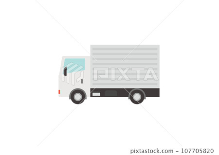 Vector illustration of white small truck/2 ton truck 107705820
