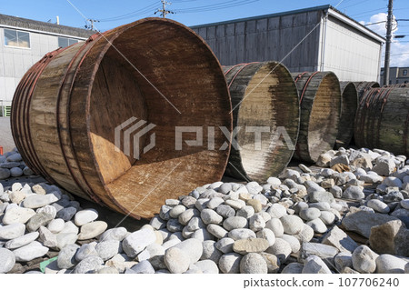Huge miso barrel and round stones for weights Huge miso barrel and round stones for weights 107706240