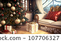 客廳裡有美麗的聖誕裝飾[AI 生成圖像] 107706327