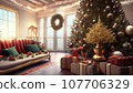 客廳裡有美麗的聖誕裝飾[AI 生成圖像] 107706329