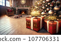 客廳裡有美麗的聖誕裝飾[AI 生成圖像] 107706331