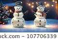 聖誕夜雪人與照明[AI生成影像] 107706339