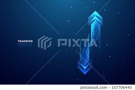 Abstract two arrows up and down on technology dark blue background 107706440
