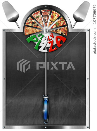 Template for a Italy Pizza Menu with Empty Blackboard Isolated on White 107706673