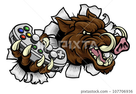 Boar Wild Hog Razorback Warthog Pig Gaming Mascot 107706936