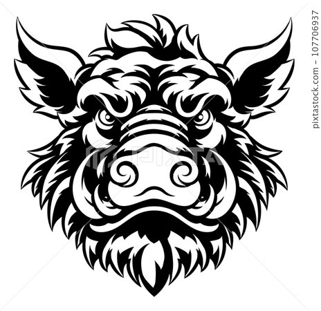 Boar Wild Hog Razorback Warthog Mascot Pig Cartoon Boar Wild Hog Razorback Warthog Mascot Pig Cartoon 107706937