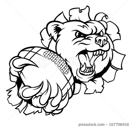 Bear Animal American Football Ball Sports Mascot Bear Animal American Football Ball Sports Mascot 107706938