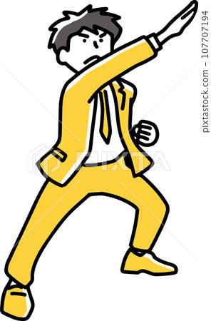 A male employee takes a transformation pose 107707194