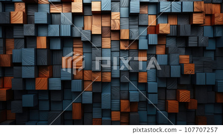 Abstract industrial wooden background, tiles.Decoration wooden blocks. 107707257