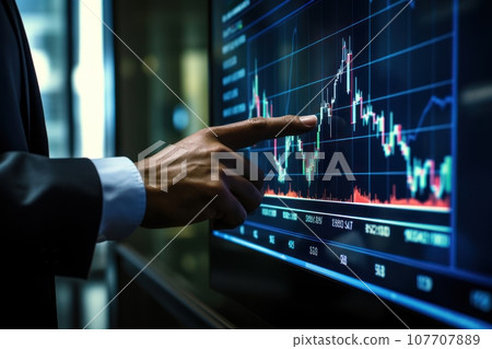 Financial Success Businessman and Investment Concept with Graph and Digital Screen, ai generated  107707889