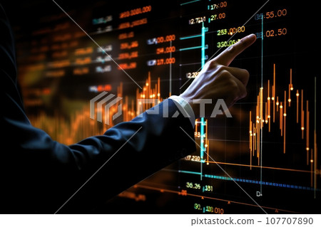 Financial Success Businessman and Investment Concept with Graph and Digital Screen, ai generated ( 107707890