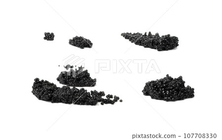 Black Caviar Isolated, Sturgeon, Beluga Caviare, Luxury Seafood, Expensive Delicatessen on White Background 107708330